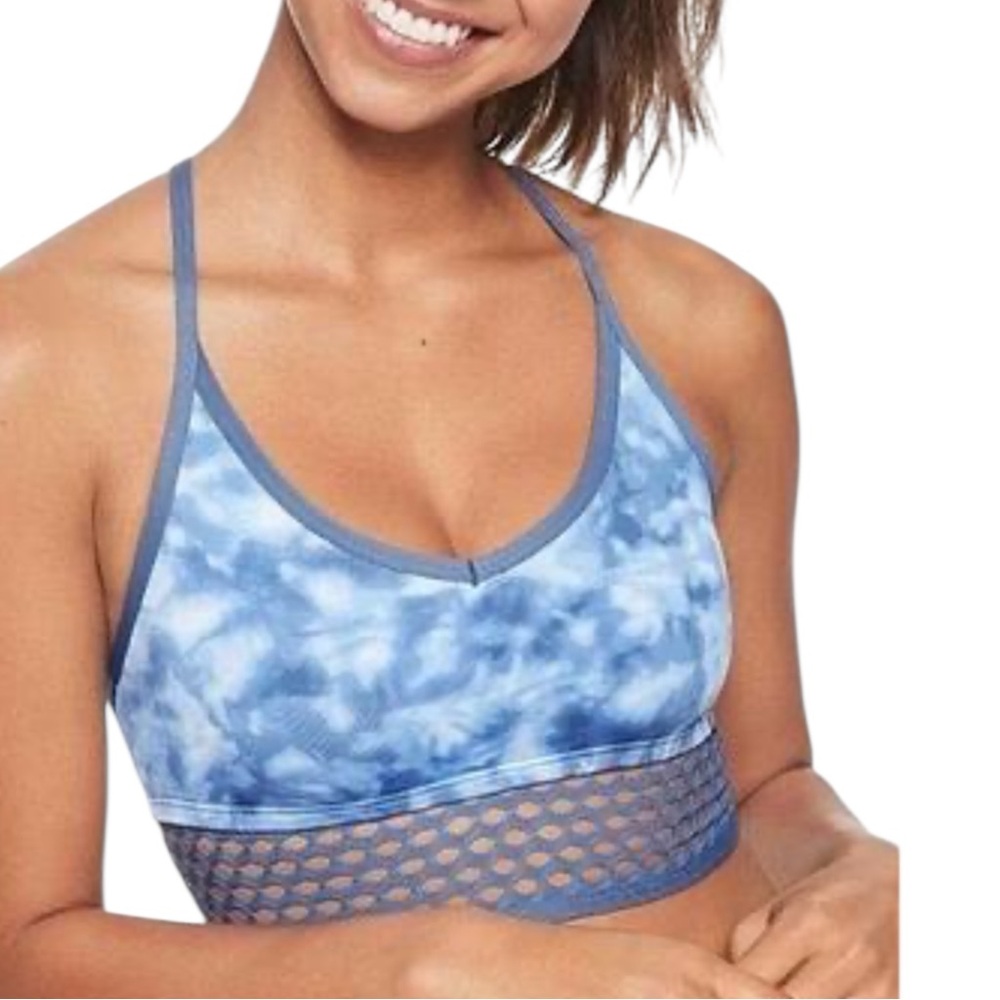 EUC Victoria’s Secret PINK Ultimate Lightly Lined Sports Bra Blue Tie Dye Medium